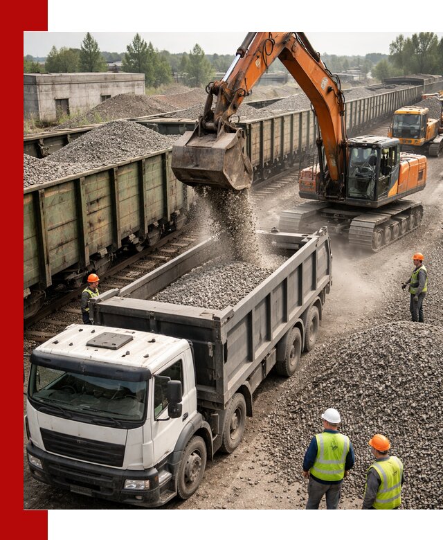 Железнодорожный щебень фракция 25–60 для поставок в Барнауле