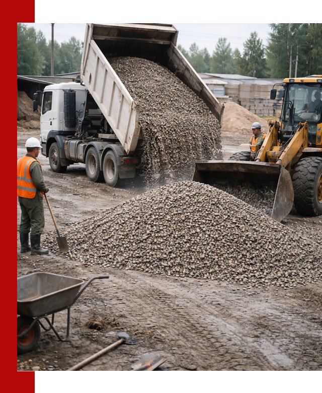 Мытый гравий с доставкой в Барнауле от карьера до участка