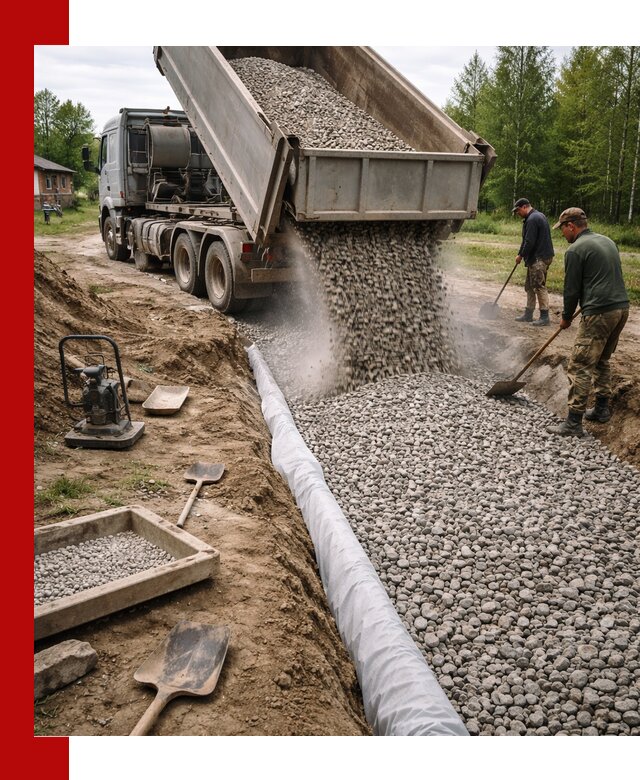 Гравий для дренажа с доставкой в Барнауле качественный и недорогой