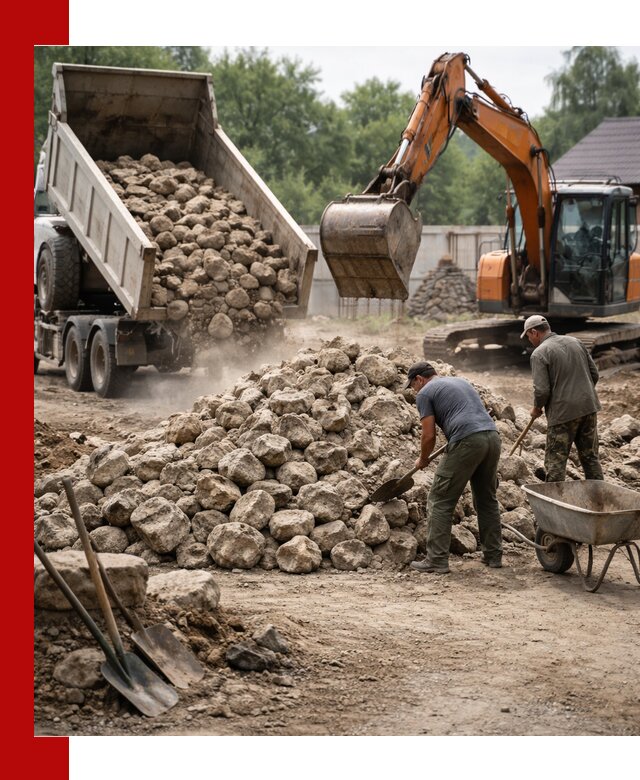 Доставка и разгрузка бутового камня в Барнауле