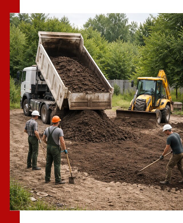 Доставка и укладка грунта для выравнивания участка в Барнауле
