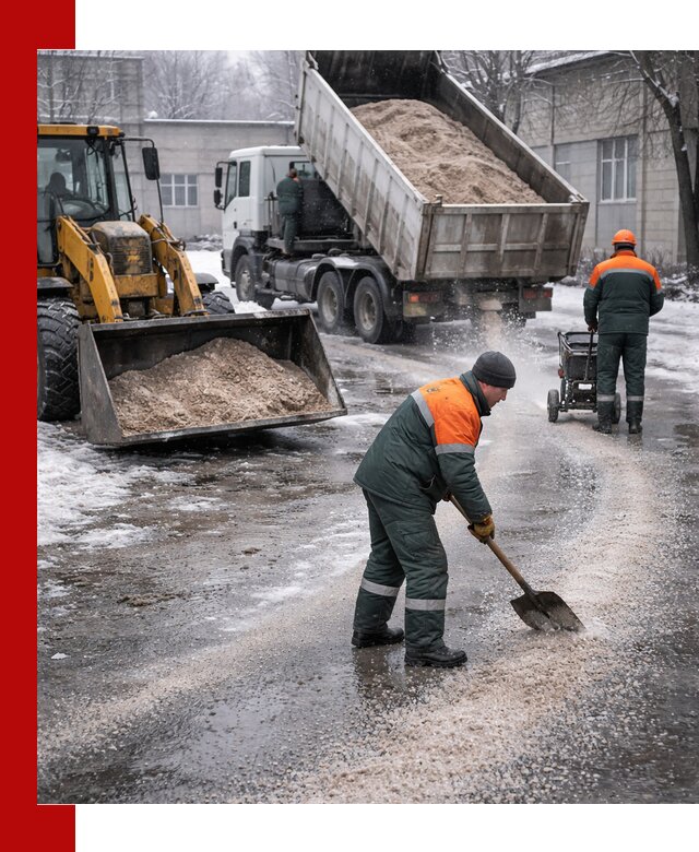 Реагент против гололеда с доставкой и нанесением в Барнауле