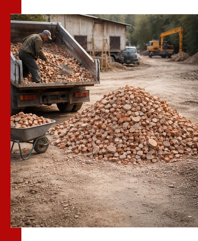 Доставка и подушка из боя кирпича с разгрузкой в Барнауле