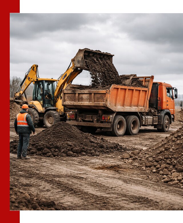 Вывоз грунта и строительного мусора в Барнауле грузовыми самосвалами