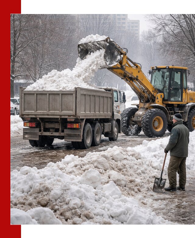 Вывоз снега грузовой техникой в Барнауле оперативно и чисто